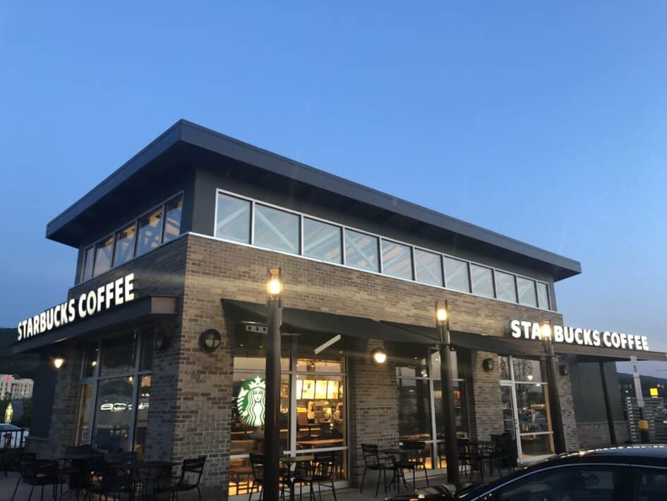 Starbucks Wilkes Barre Pa Exterior Painting done by Danbury Painting