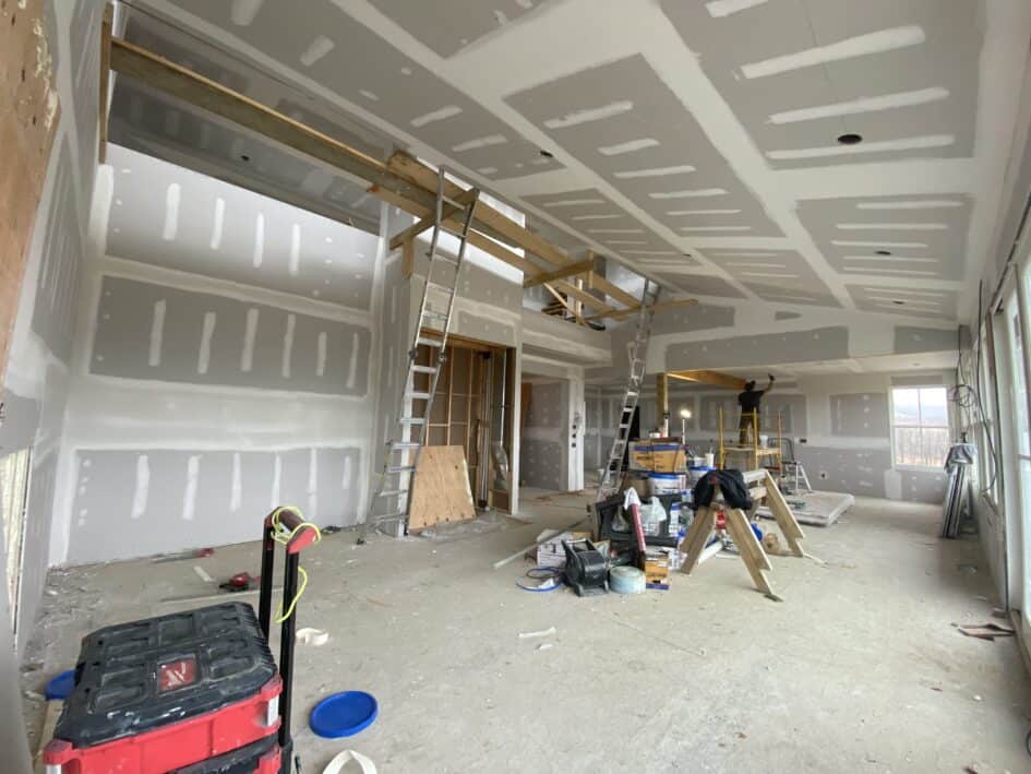 drywall contractor installing drywall