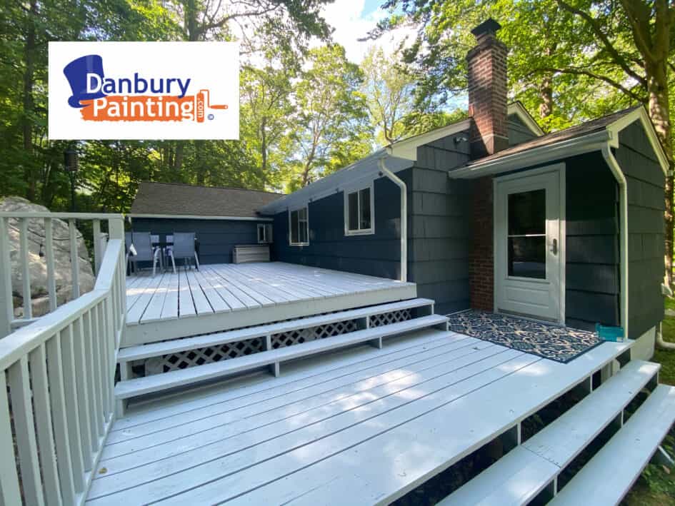Exterior house painting and Deck Staining in Ridgefield CT.