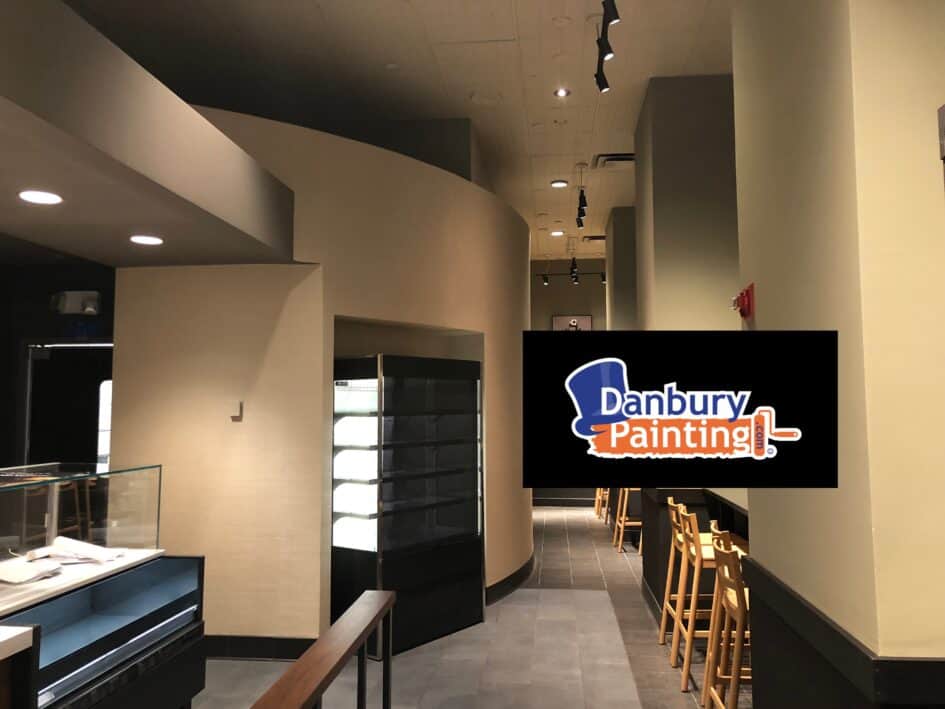 Vinyl Wallcovering installation at Starbucks 5th and Park by Danbury Painting