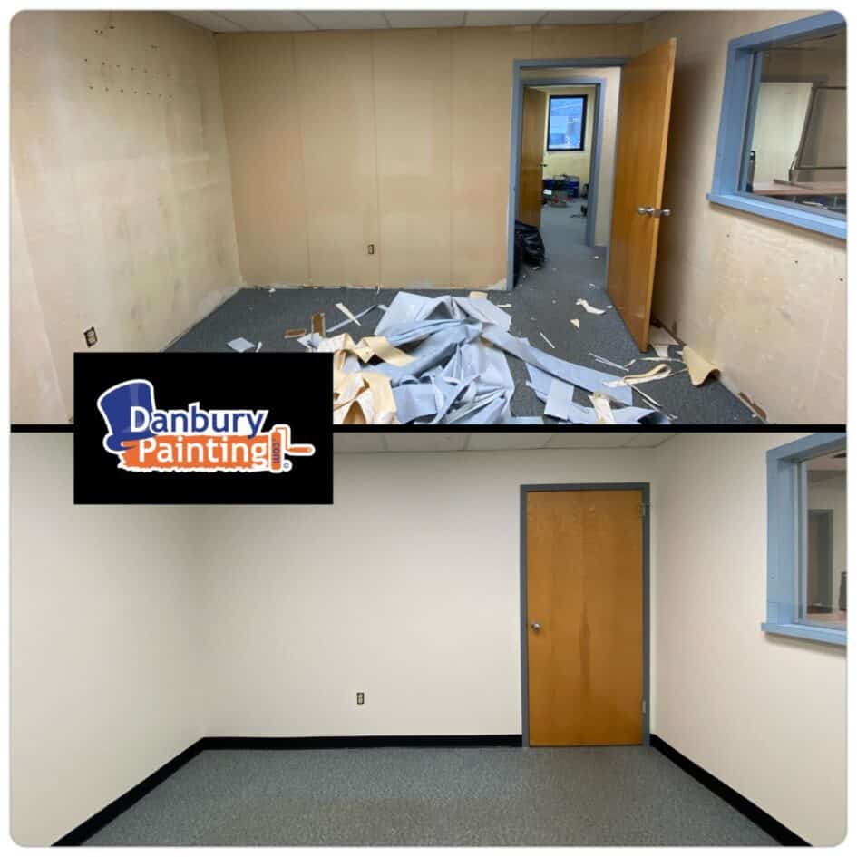 Before and After of WallPaper Removal in Office Danbury Ct.